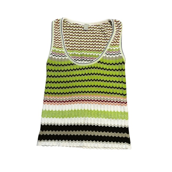🌈 Y2K Retro Multicolor Knit Tank Top Sleeveless Scoop Neck Size L 🌈 - Picture 1 of 5